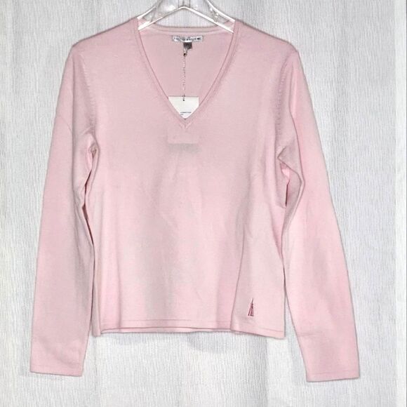 Cutter & Buck Golf Light Pink Cotton Blend V-Neck Pullover Long Sleeve Sweater - Picture 1 of 13